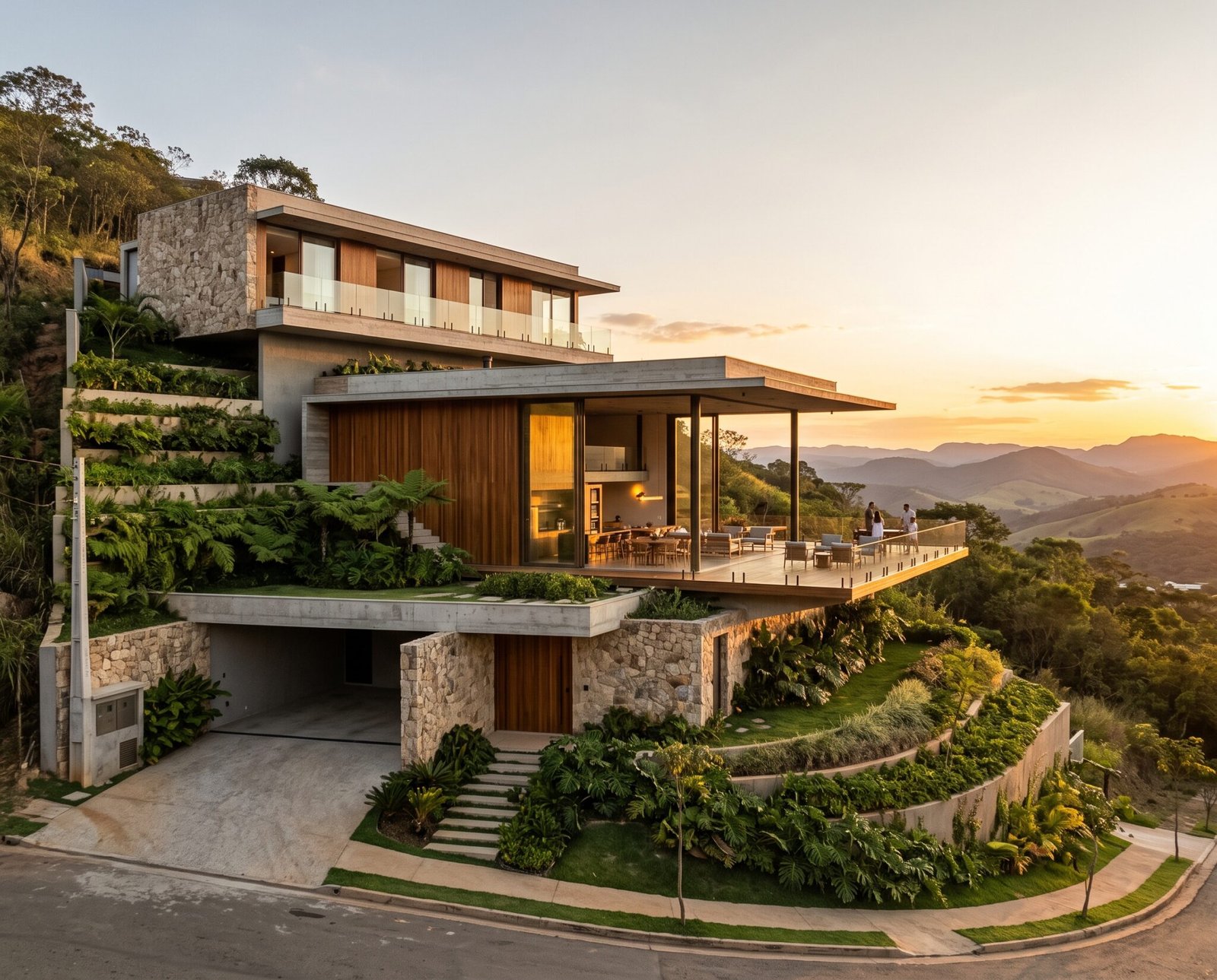 casa em terrenos em aclive